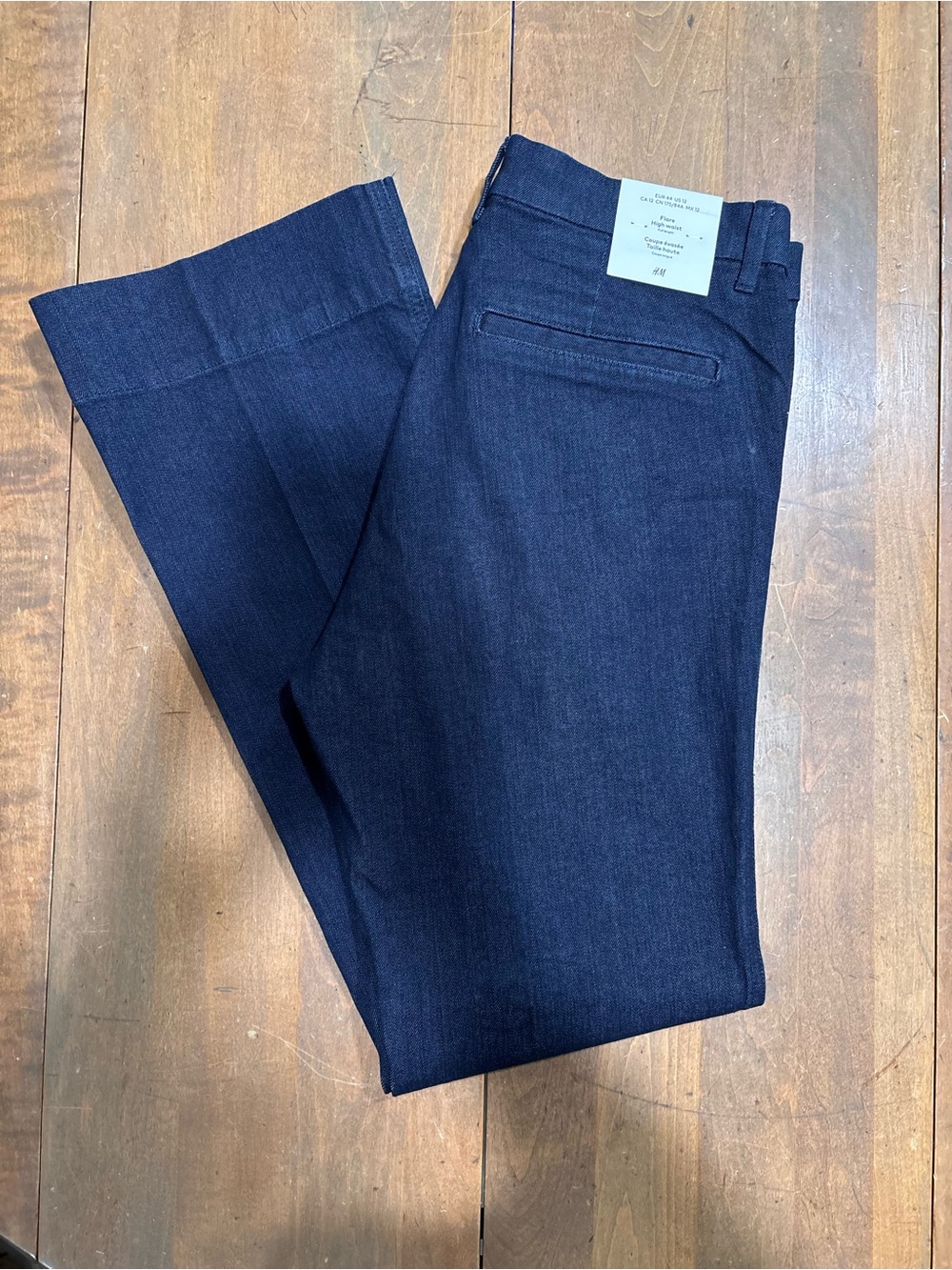 H&M Flared High Jeans Dark Denim Blue Size 12